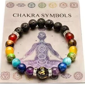 Colorful Natural Stone Anxiety Relief Bracelets Volcanic Stone Double Rainbow